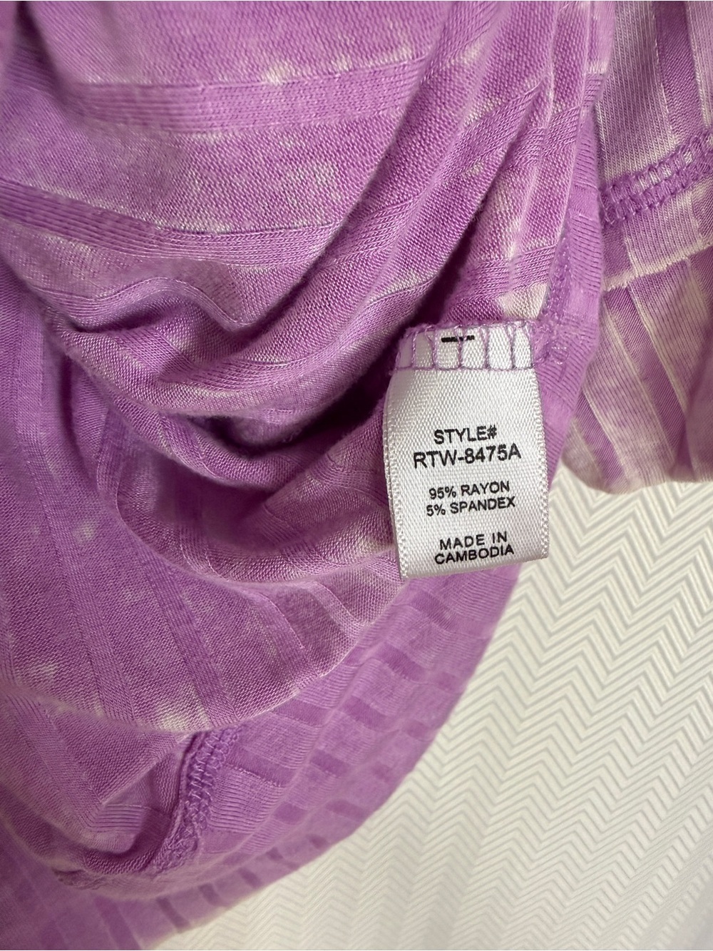 Zenana Acid Wash Lavender Ribbed Women's Top Size L/XL - Picture 3 of 7